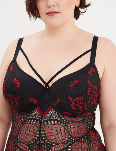 Body en dentelle rose framboise femme grande taille