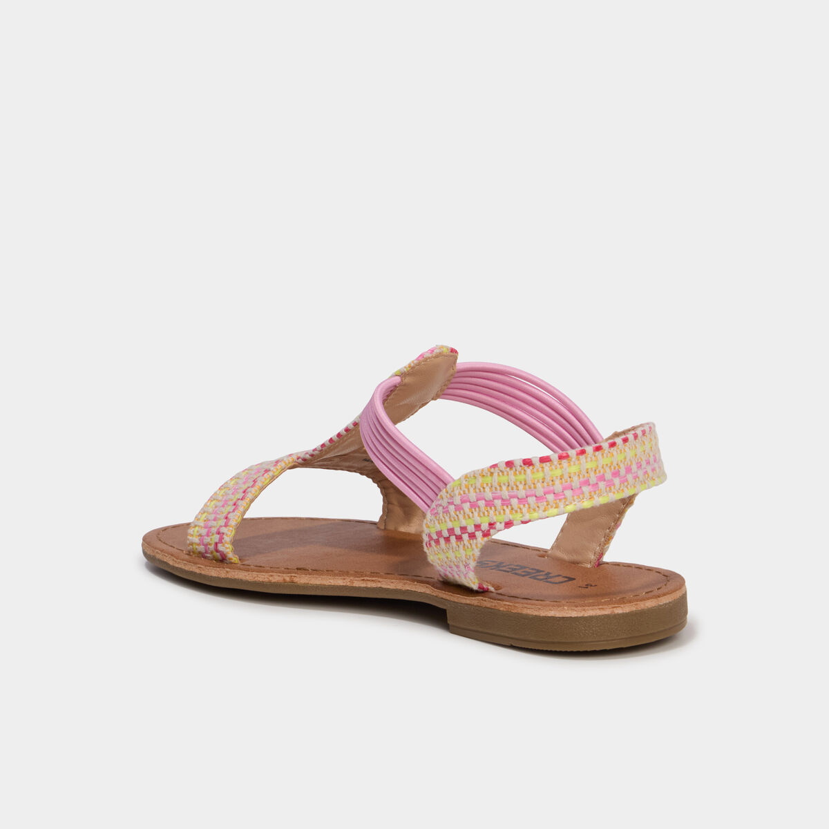 Sandales tress&eacute;es &agrave; brides &eacute;lastiqu&eacute;es rose fille