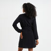 Robe ceinturée col cache-coeur noir femme