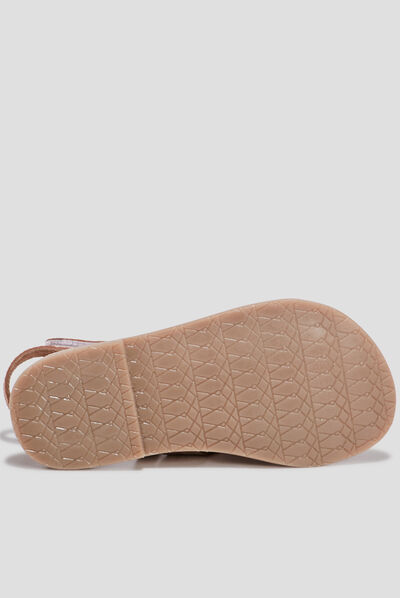 Sandales en cuir couleur bronze fille