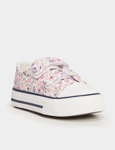 Basket en toile &agrave; scratchs bout renforc&eacute; multicolore b&eacute;b&eacute; fille