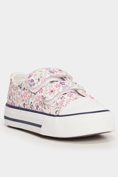 Basket en toile &agrave; scratchs bout renforc&eacute; multicolore b&eacute;b&eacute; fille