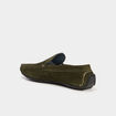 Mocassins en cuir vert kaki homme