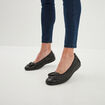 Ballerines pied large en cuir Walking noir femme