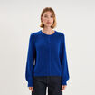 Gilet cardigan col rond boutonn&eacute; bleu roi femme