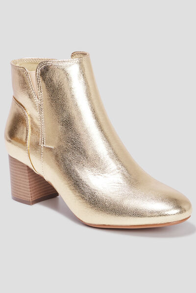 Bottines métallisées à talons jaune or femme