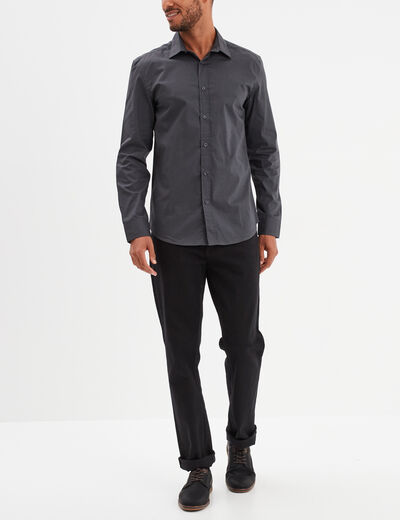 Chemise stretch manches longues gris homme