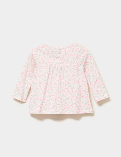 T-shirt manches longues col rond coton rose b&eacute;b&eacute; fille