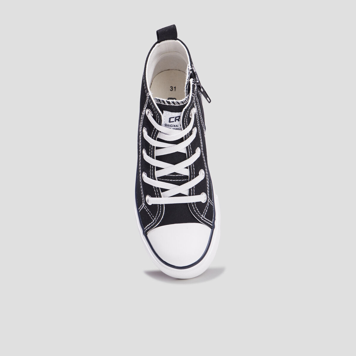 Tennis montantes en toile bout renforc&eacute; noir fille