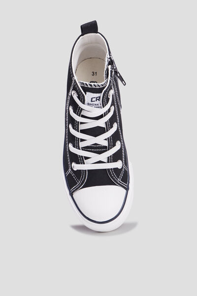 Tennis montantes en toile bout renforc&eacute; noir fille