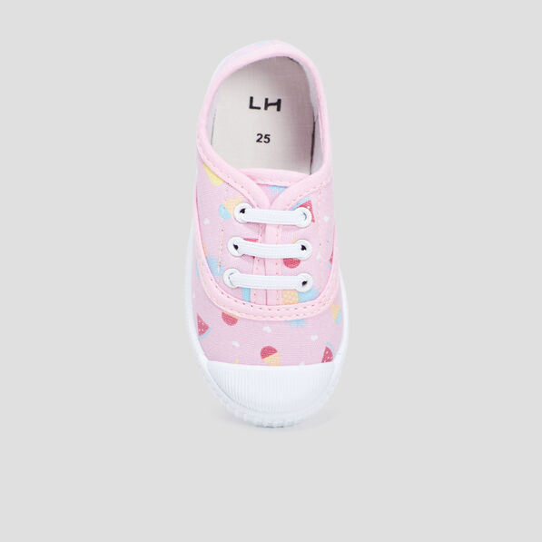 Tennis en toile à lacets rose fille