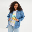 Veste surchemise en jean denim stone femme grande taille