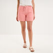 Short mom taille &eacute;lastiqu&eacute;e rose femme