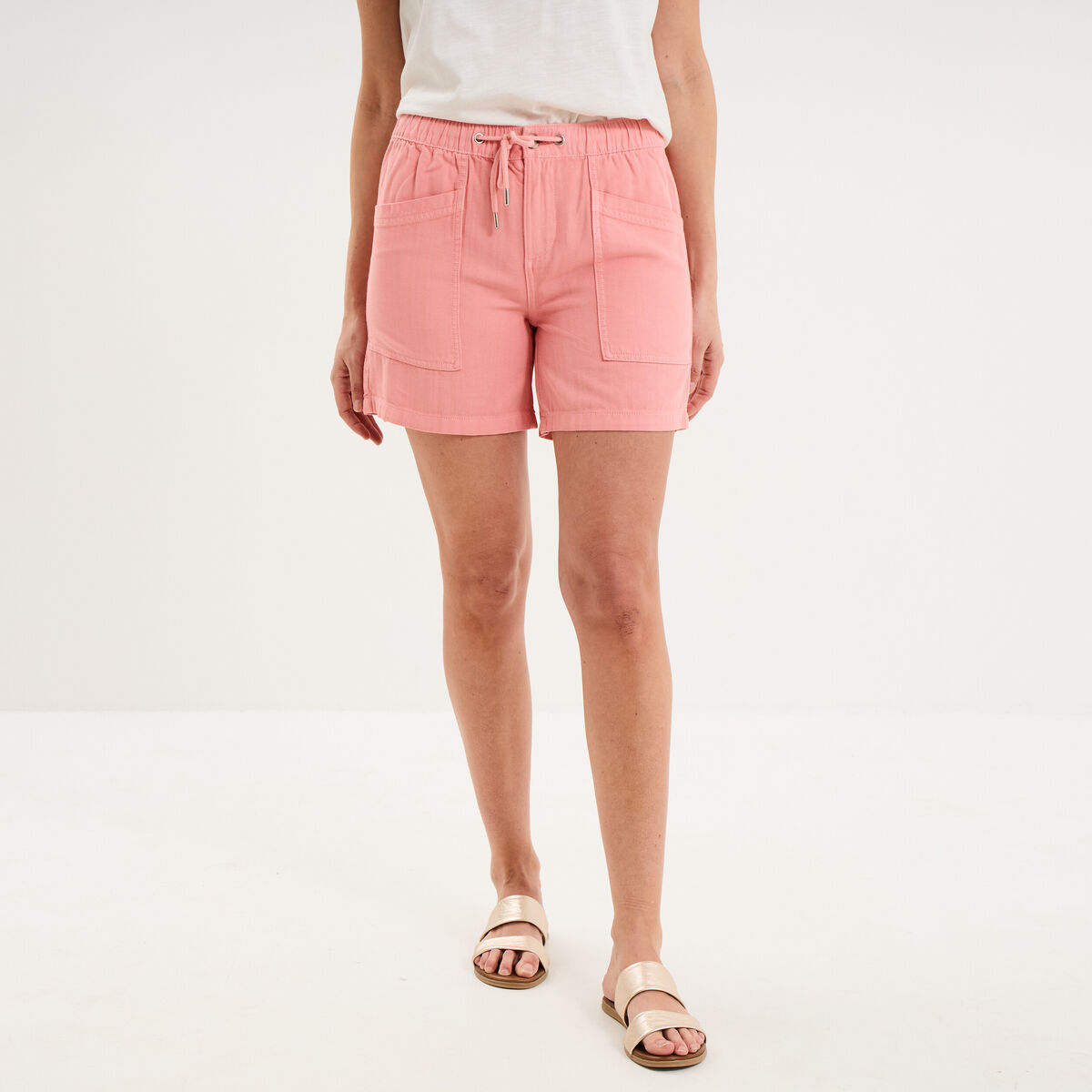 Short mom taille &eacute;lastiqu&eacute;e rose femme