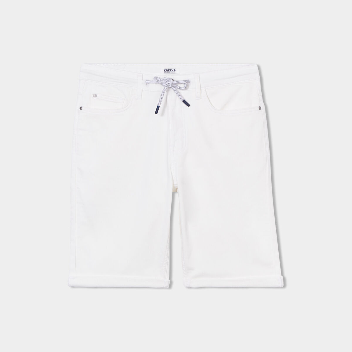 Bermuda droit à coulisse en jean Creeks ivoire homme