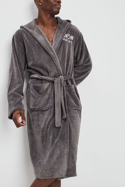 Peignoir de Noël à capuche gris homme