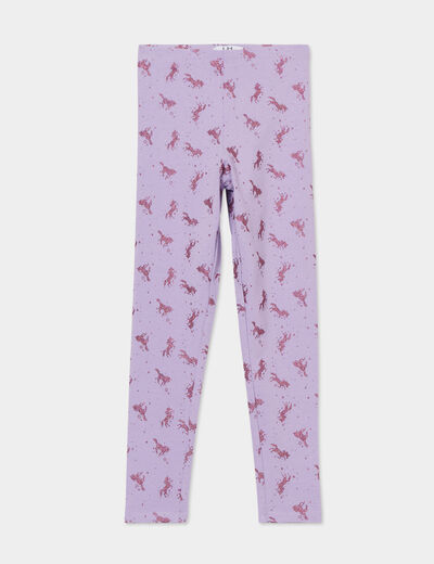 Legging long élastiqué coton mauve fille