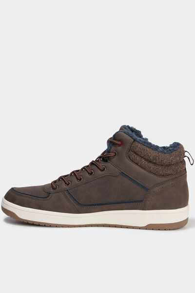 Baskets montantes fourr&eacute;es marron fonc&eacute; homme