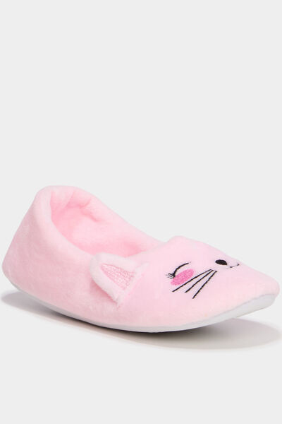 Chaussons ballerines effet velours rose fille
