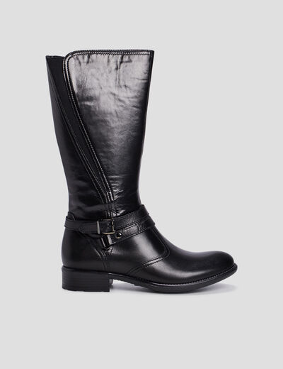 Bottes en cuir avec brides noir fille