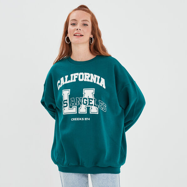 sweat oversize mi long col rond creeks vert femme Sweat oversize mi-long col rond Creeks vert femme