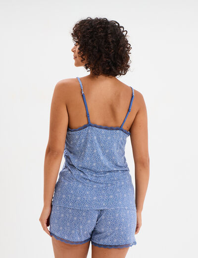 Haut de pyjama débardeur à bretelles bleu gris femme