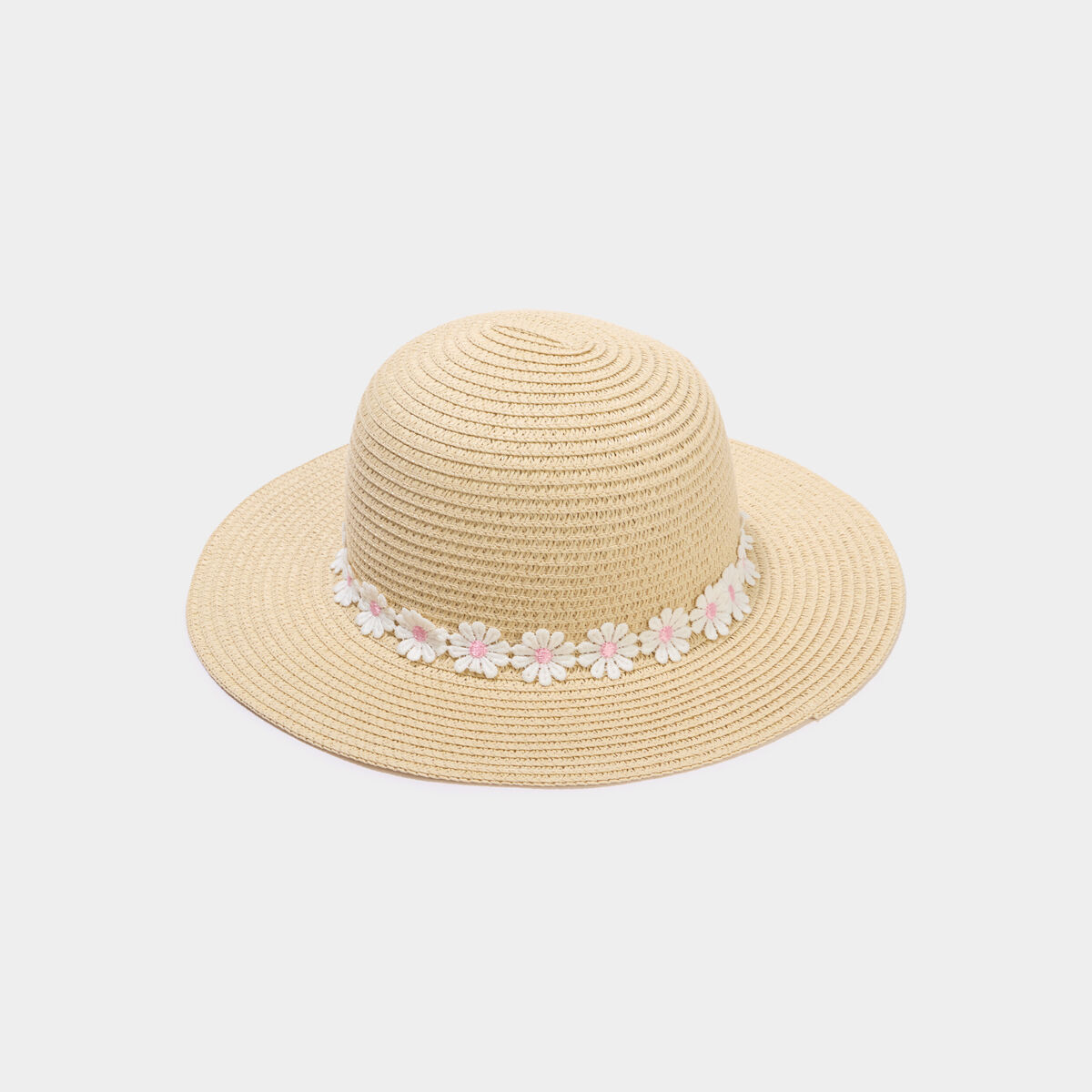 Chapeau de paille effet tress&eacute; sable fille