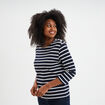 T-shirt manches 3/4 avec boutons coton ecru femme