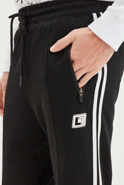 Pantalon de jogging stretch bandes côtés noir homme