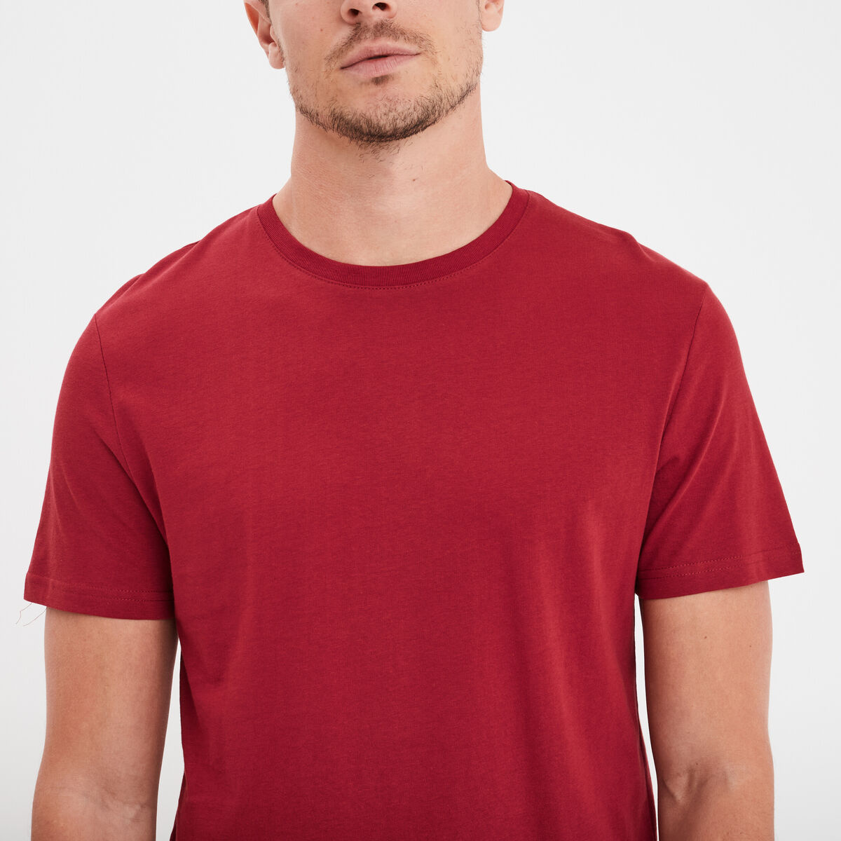T-shirt droit en coton manches courtes rouge homme