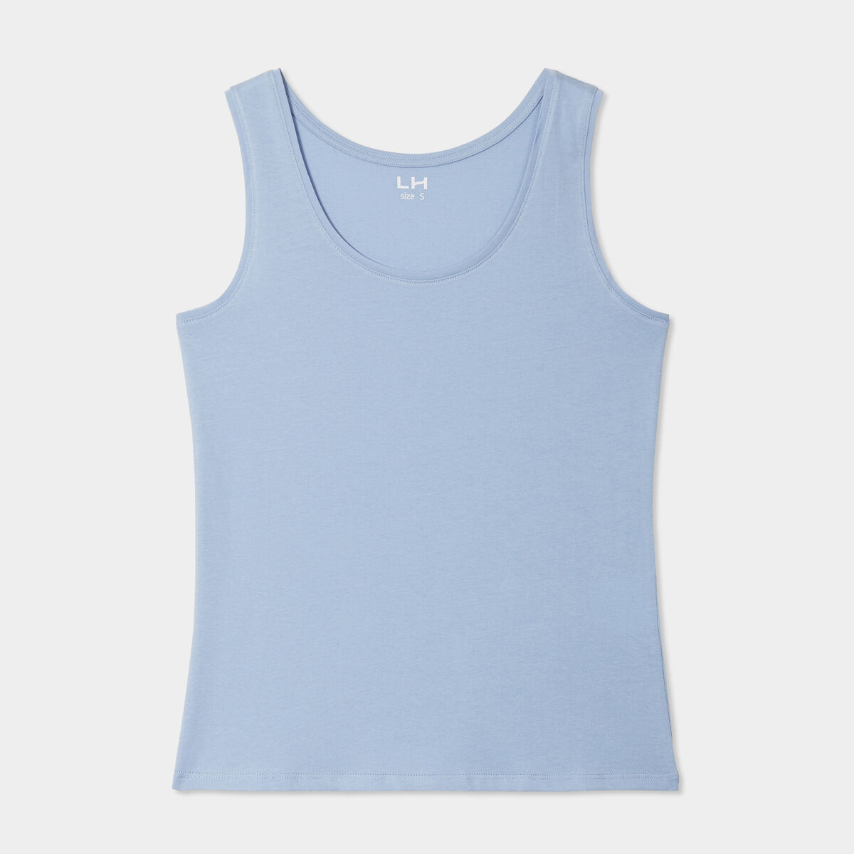 Débardeur bretelles larges coton bleu clair femme