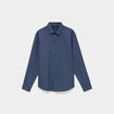 Chemise droite imprim&eacute;e manches longues bleu marine homme