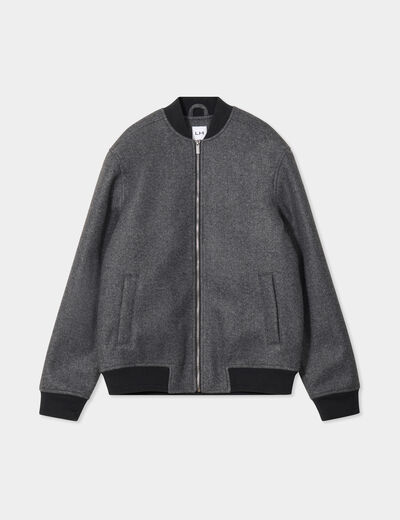 Blouson doubl&eacute; col teddy gris fonc&eacute; homme