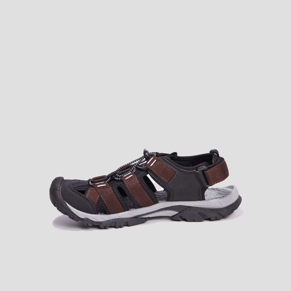 Sandales à scratch et lacets élastiqués marron homme
