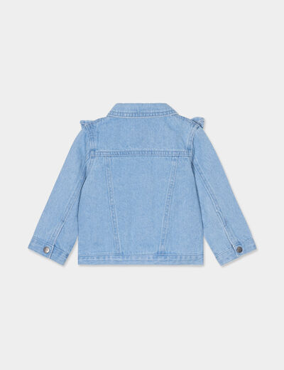 Veste jean à volants en coton ecru bébé fille