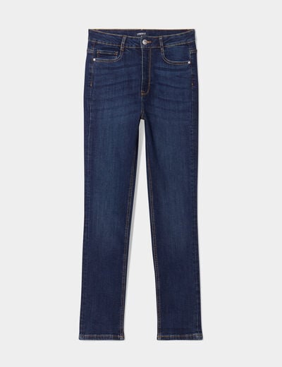Jeans slim taille haute denim brut femme