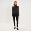 T-shirt fil m&eacute;tallis&eacute; col montant noir femme
