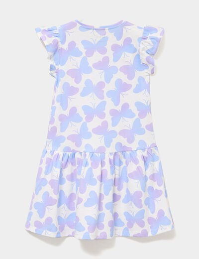 Robe courte &eacute;vas&eacute;e &agrave; volants ecru fille