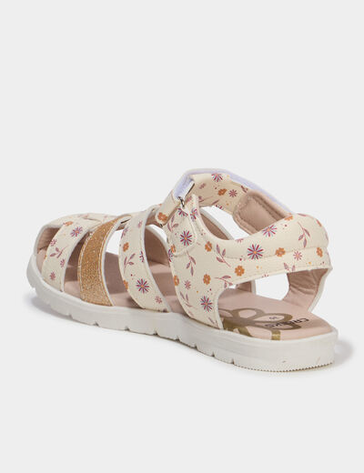 Sandales &agrave; scratchs avec semelle souple multicolore fille