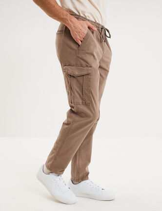 Pantalon cargo taille &eacute;lastiqu&eacute;e marron homme
