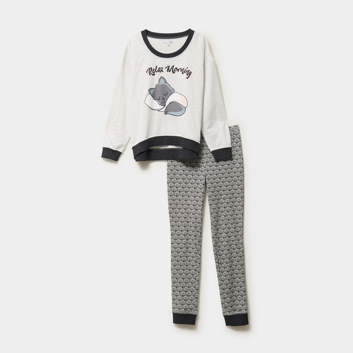 Ensemble pyjama 2 pi&egrave;ces gris clair femme