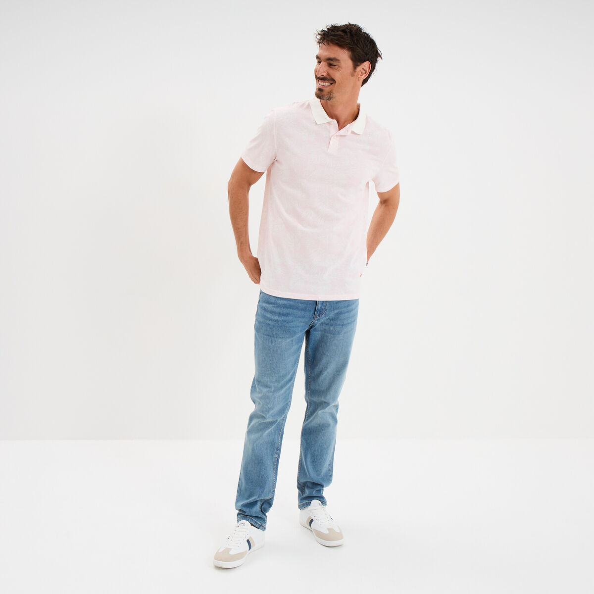 Polo manches courtes coton rose homme