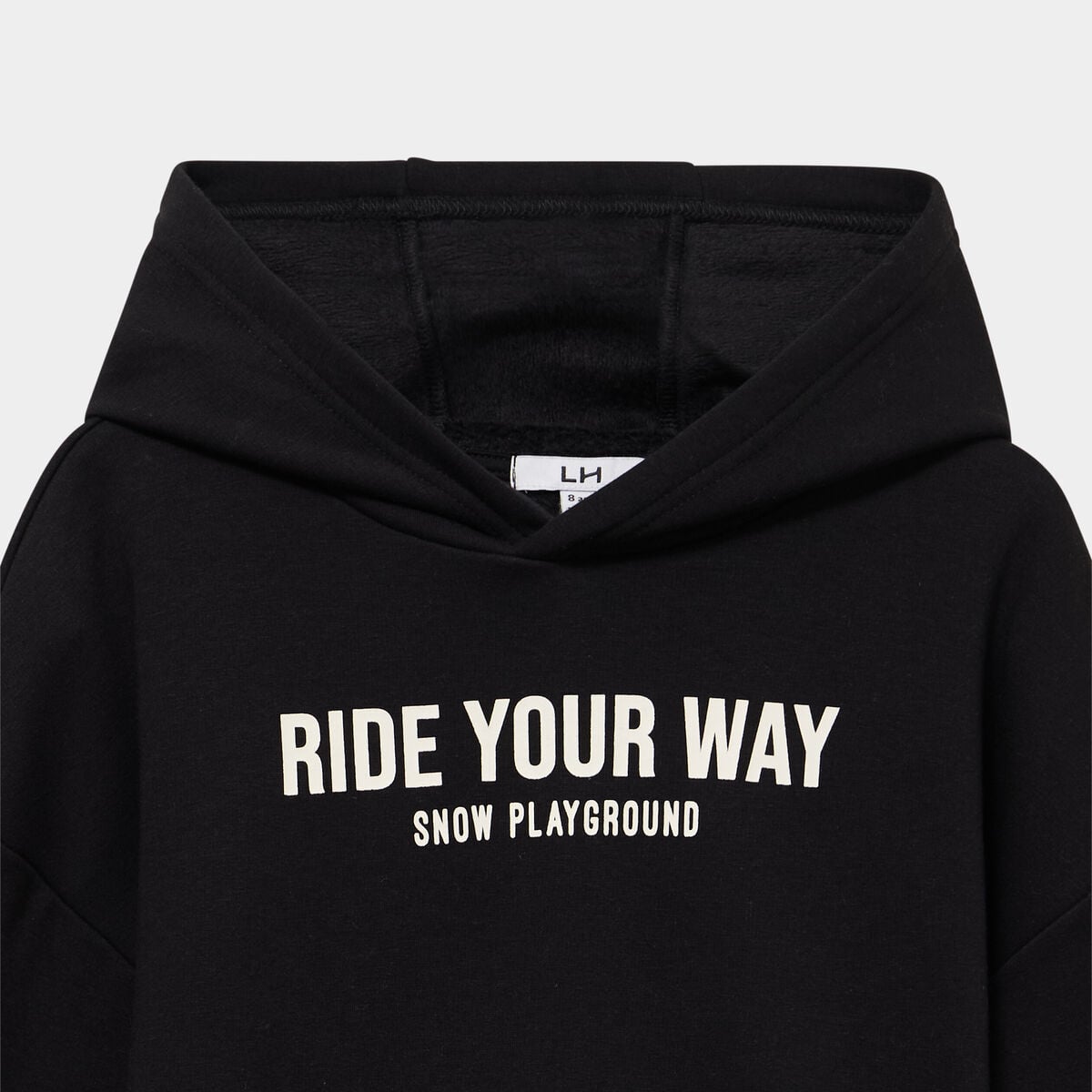 Sweat hoodie doubl&eacute; &agrave; capuche oversize noir gar&ccedil;on