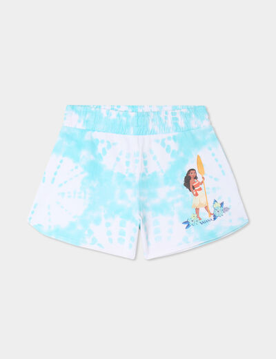 Short taille élastiquée coton Vaiana bleu turquoise fille