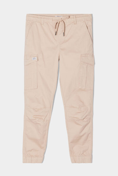 Pantalon cargo taille élastiquée Creeks beige homme