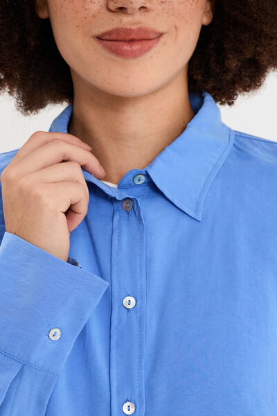 Chemise fluide manches longues oversize bleu electrique femme
