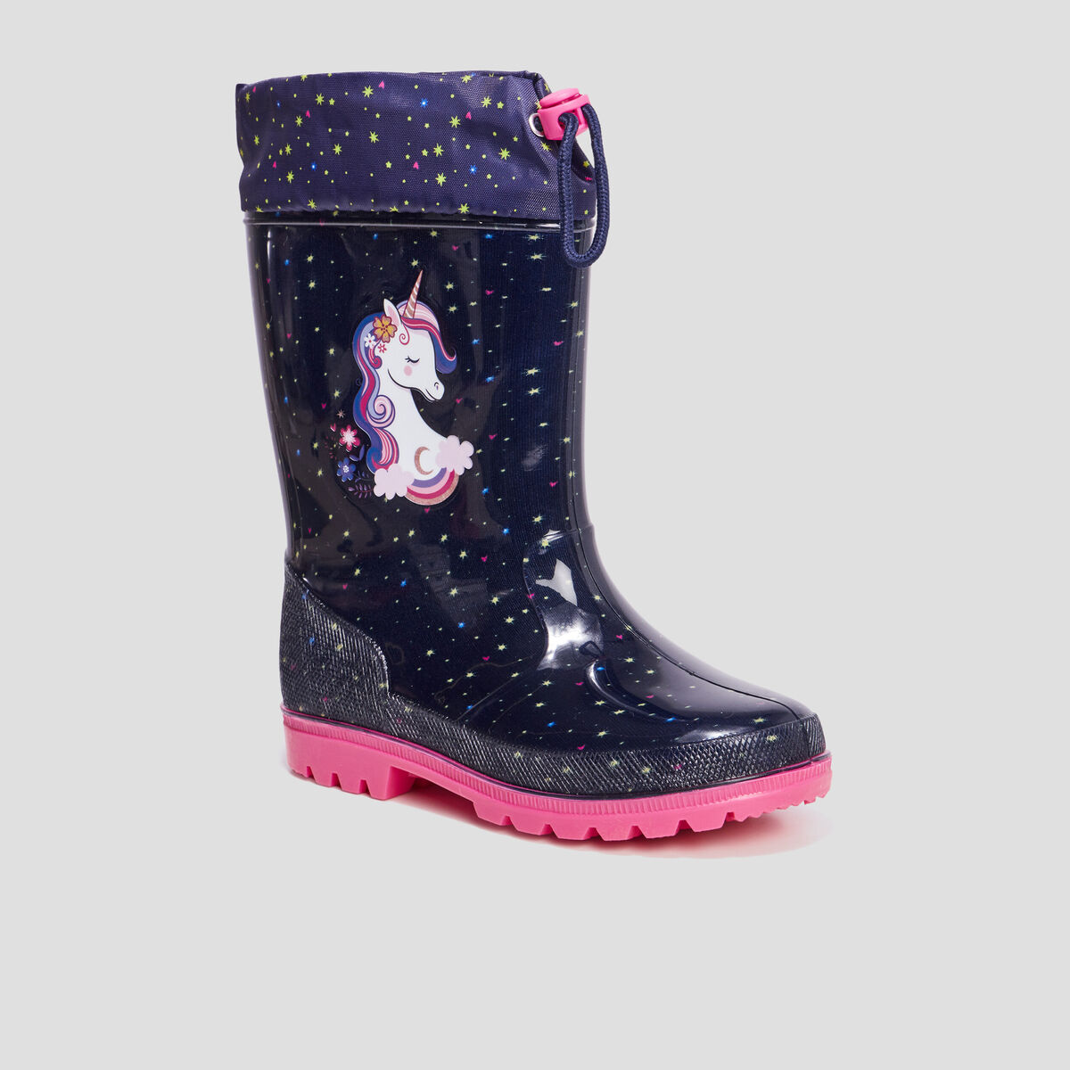 Bottes de pluie avec coulisse bleu marine fille