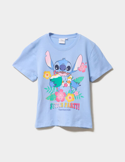 T-shirt manches courtes coton Stitch bleu fille