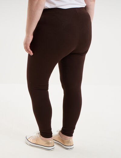 Legging avec taille &eacute;lastiqu&eacute;e marron fonc&eacute; femme grande taille