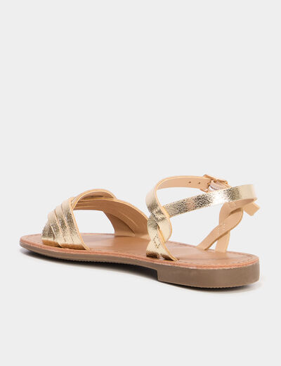 Sandales plates jaune or fille